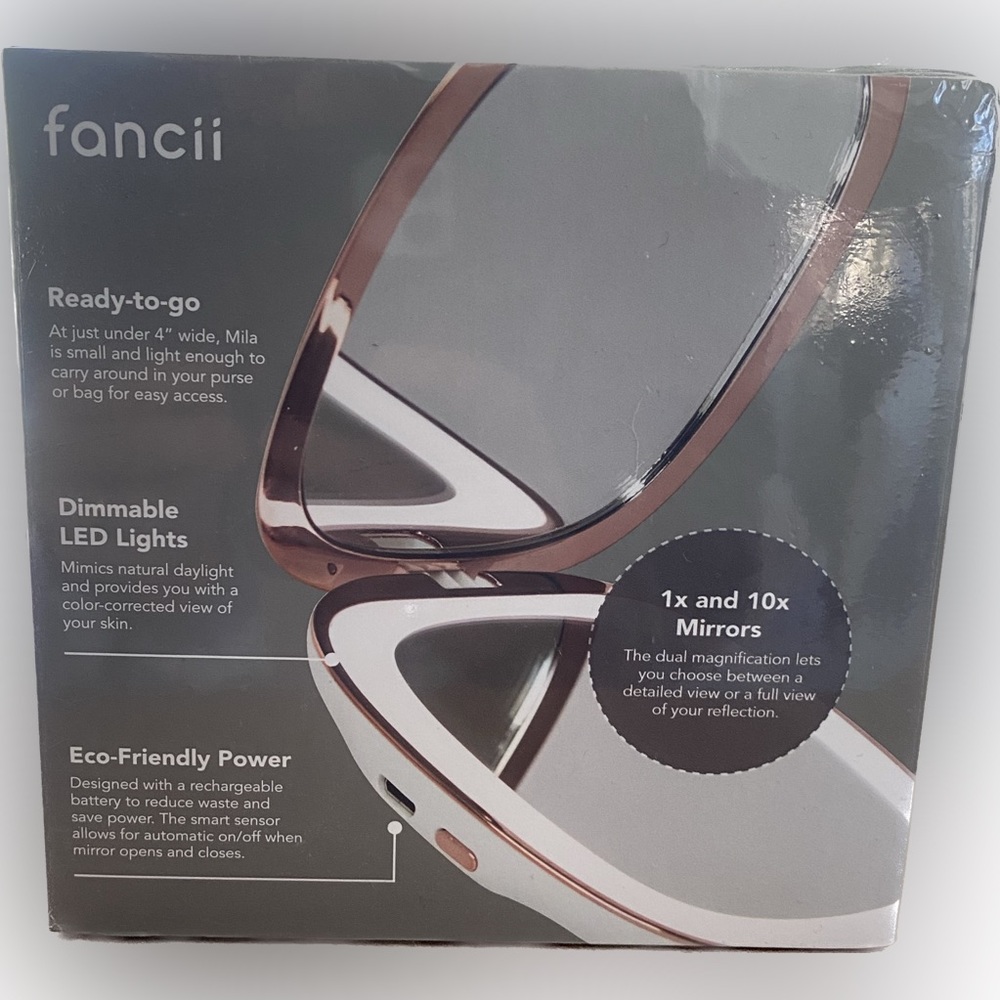 Fancii MILA Compact Mirror - Travel size Make-up - Rose Gold - NWT